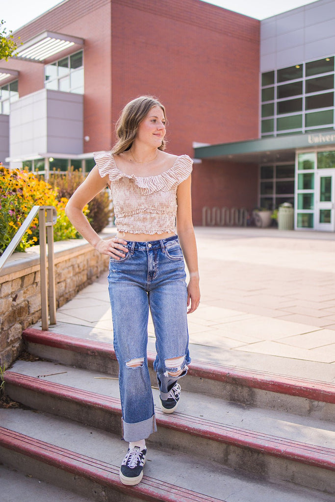 Super High Rise Cuffed Wide Leg Jeans - Pepper & Pearl Boutique