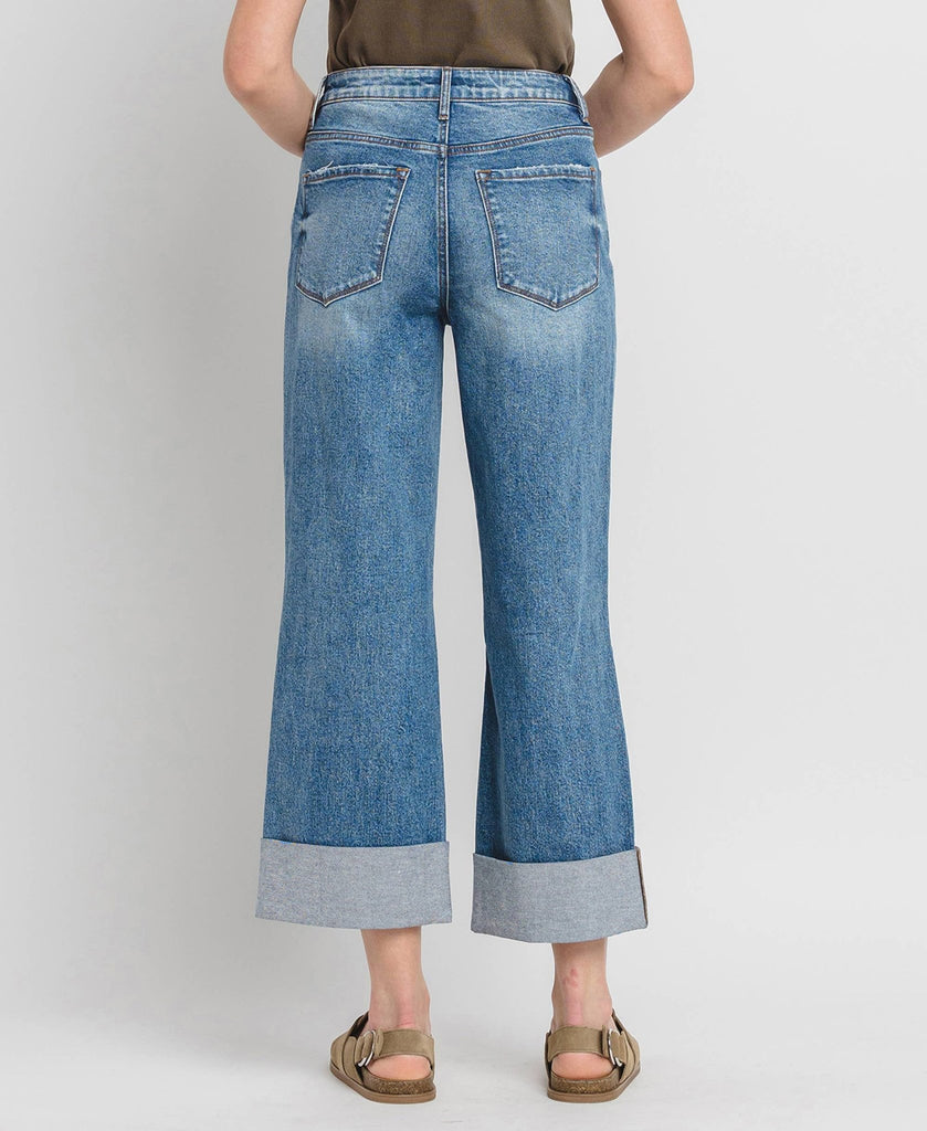 Super High Rise Cuffed Wide Leg Jeans - Pepper & Pearl Boutique