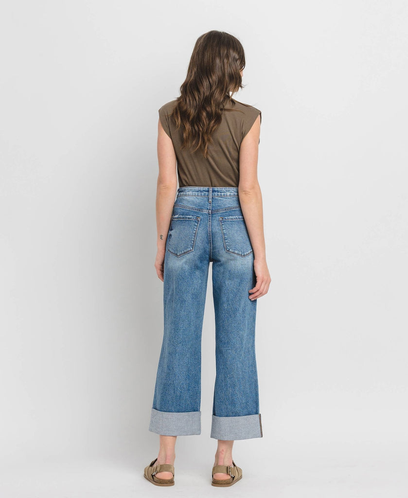 Super High Rise Cuffed Wide Leg Jeans - Pepper & Pearl Boutique