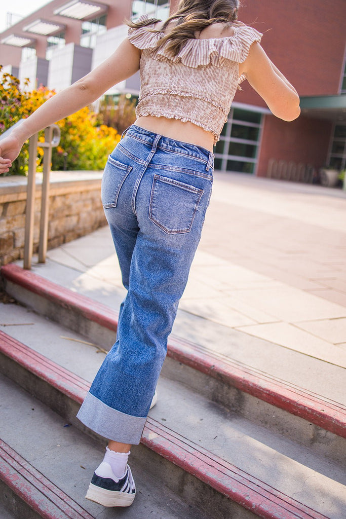 Super High Rise Cuffed Wide Leg Jeans - Pepper & Pearl Boutique