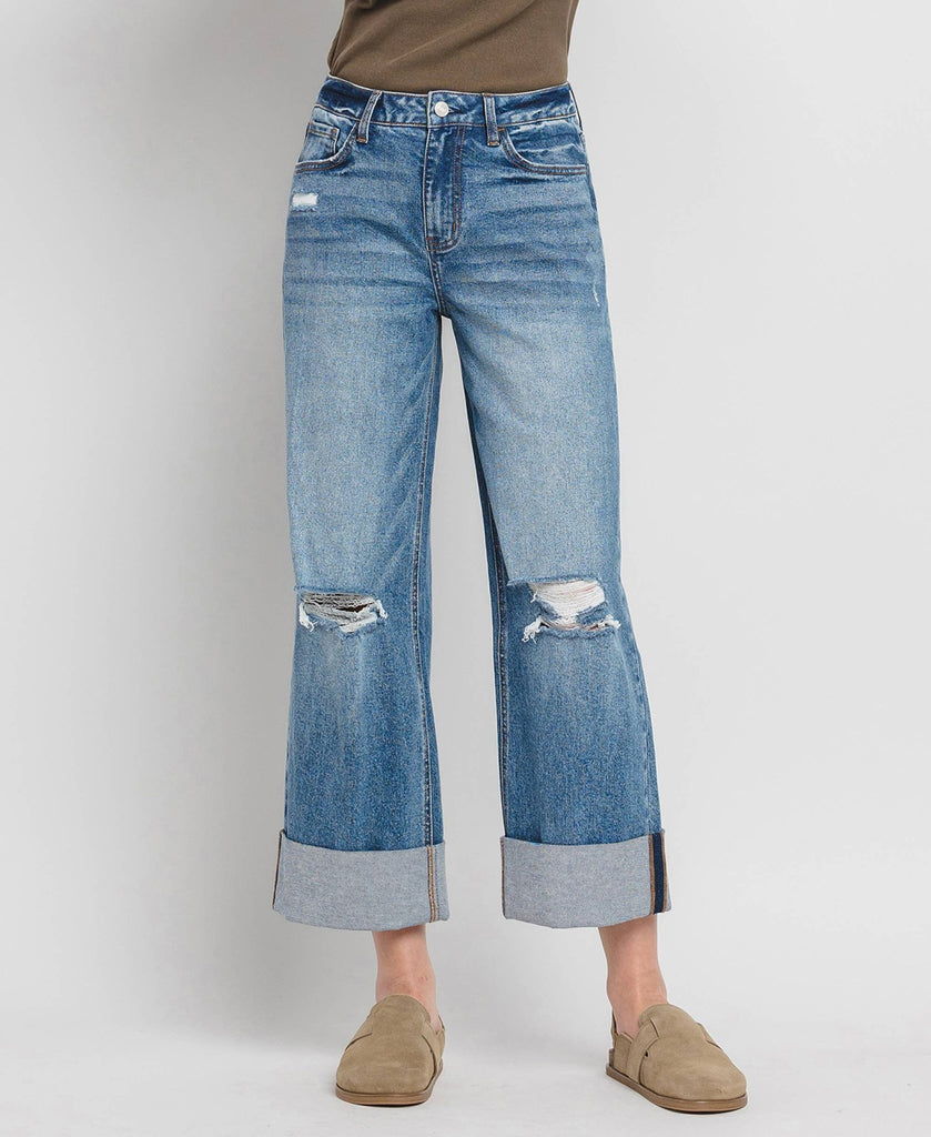 Super High Rise Cuffed Wide Leg Jeans - Pepper & Pearl Boutique