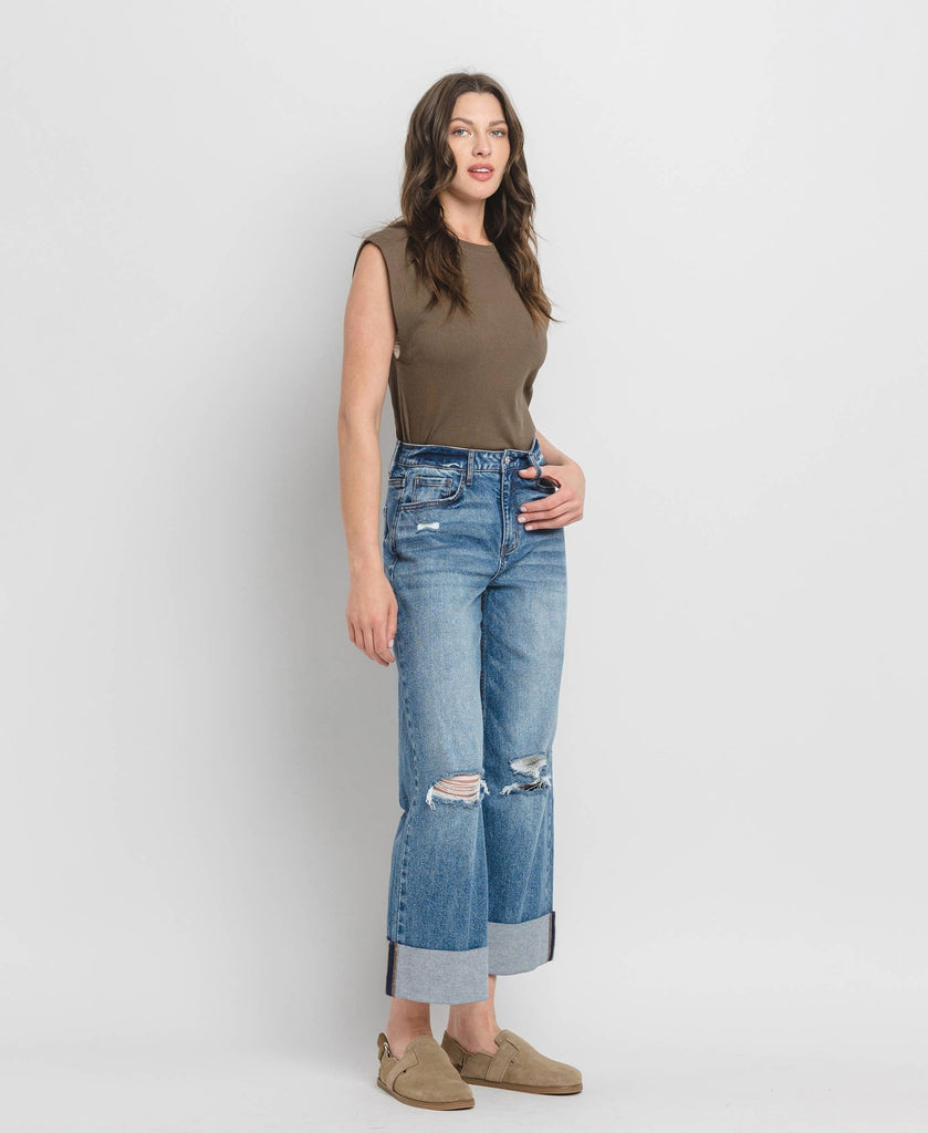 Super High Rise Cuffed Wide Leg Jeans - Pepper & Pearl Boutique