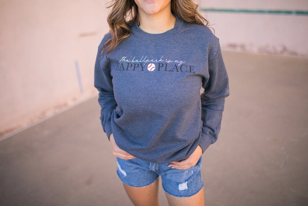 The Ballpark Is My Happy Place Crewneck - Pepper & Pearl Boutique