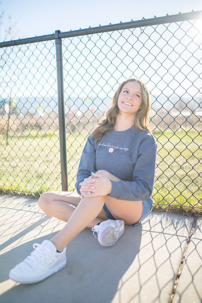 The Ballpark Is My Happy Place Crewneck - Pepper & Pearl Boutique