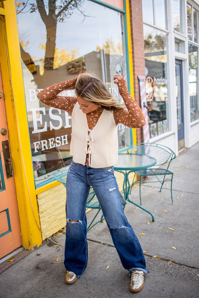 Tied Front Knit Vest - Pepper & Pearl Boutique