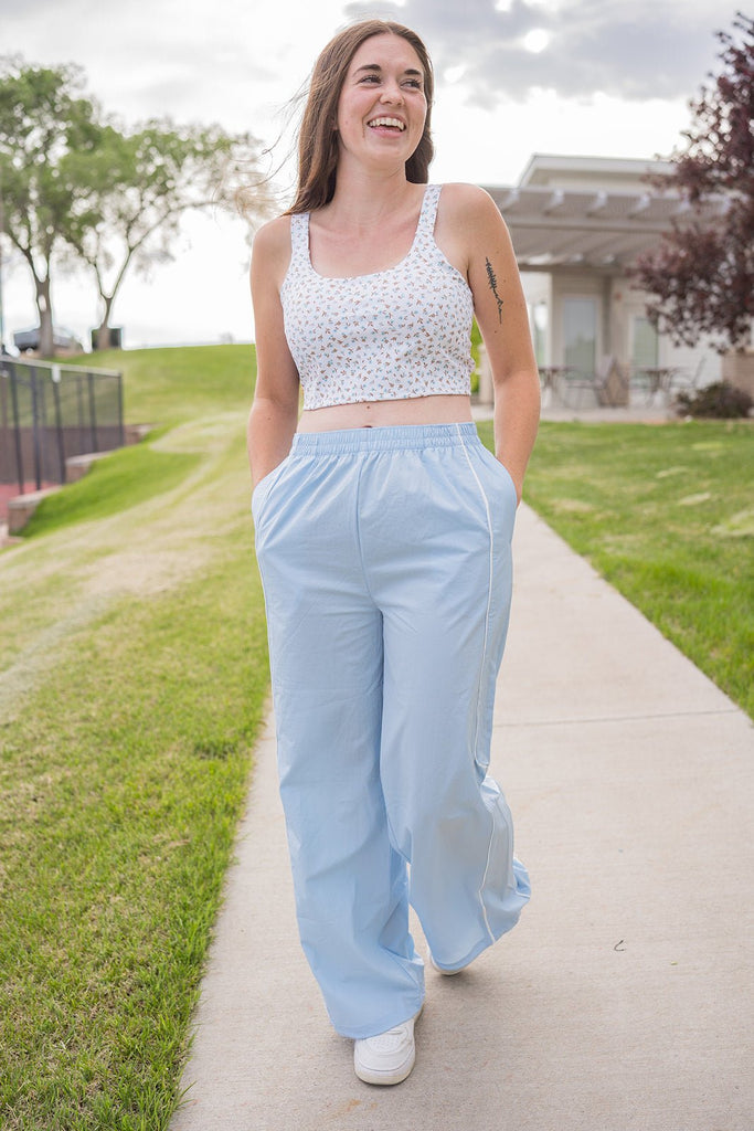 Track Pants with Contrast Piping - Pepper & Pearl Boutique