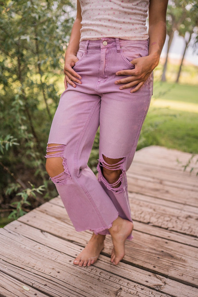 Violet Distressed Cropped Jeans - Pepper & Pearl Boutique