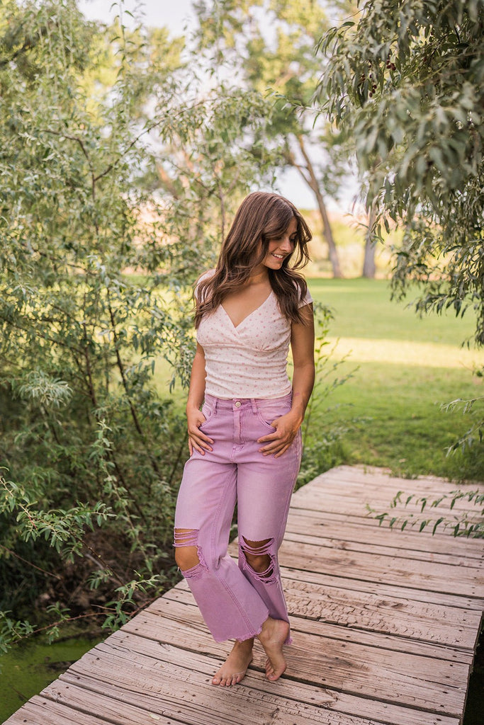 Violet Distressed Cropped Jeans - Pepper & Pearl Boutique