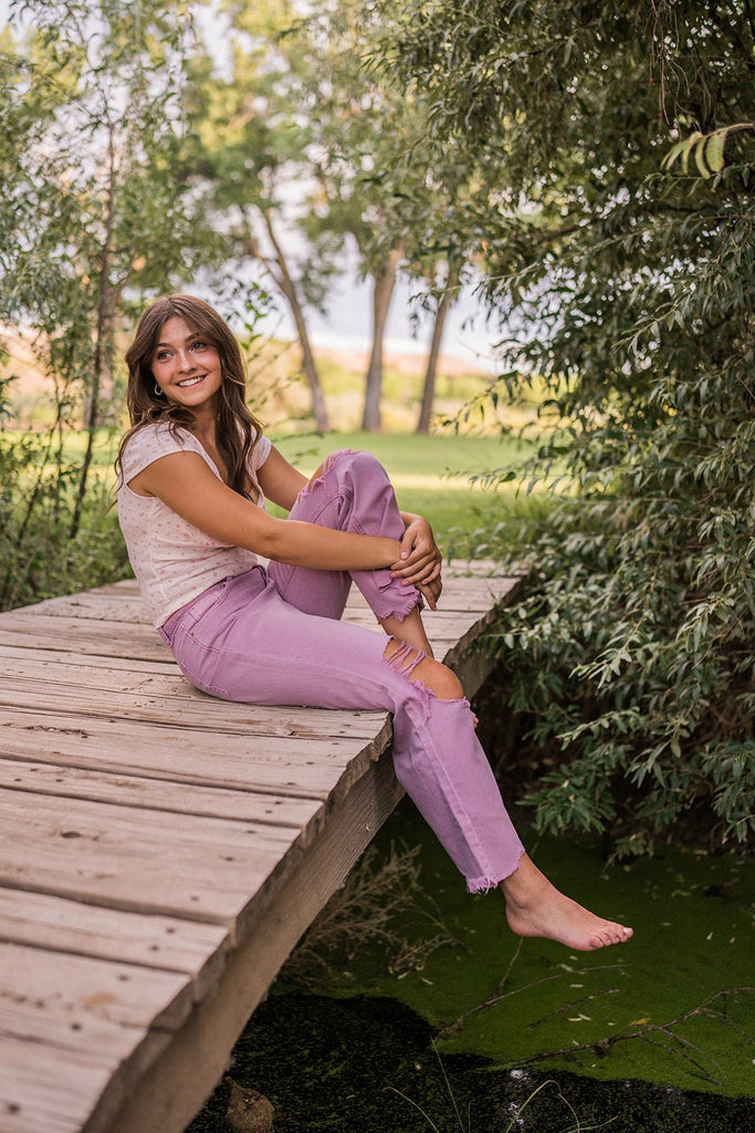 Violet Distressed Cropped Jeans - Pepper & Pearl Boutique