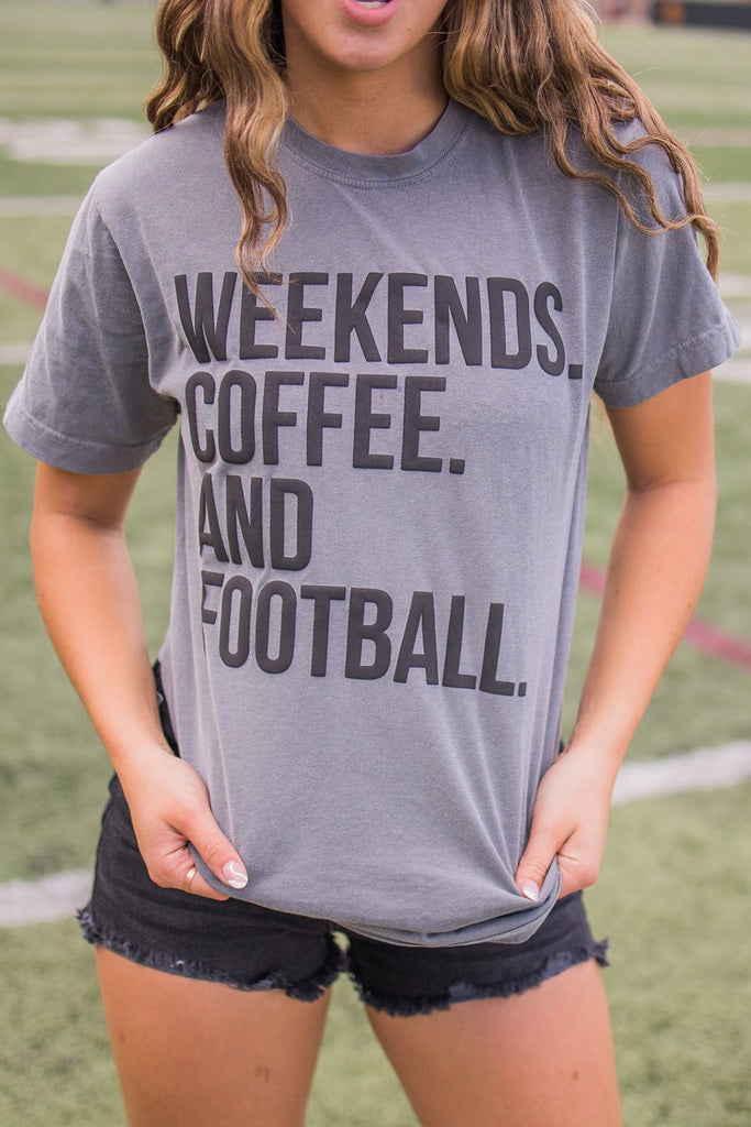 Weekends, Coffee & Football Tee - Pepper & Pearl Boutique