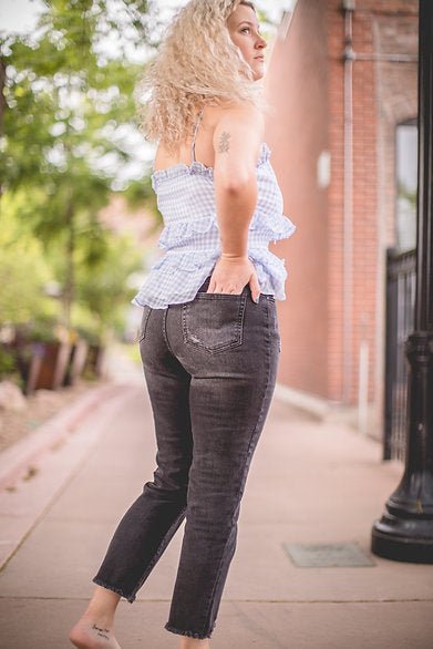 Black High Rise Straight Jeans - Pepper & Pearl Boutique