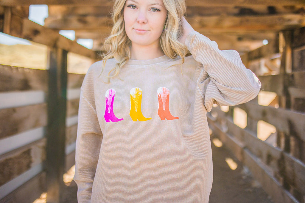 Boots Corded Sweatshirt - Pepper & Pearl Boutique