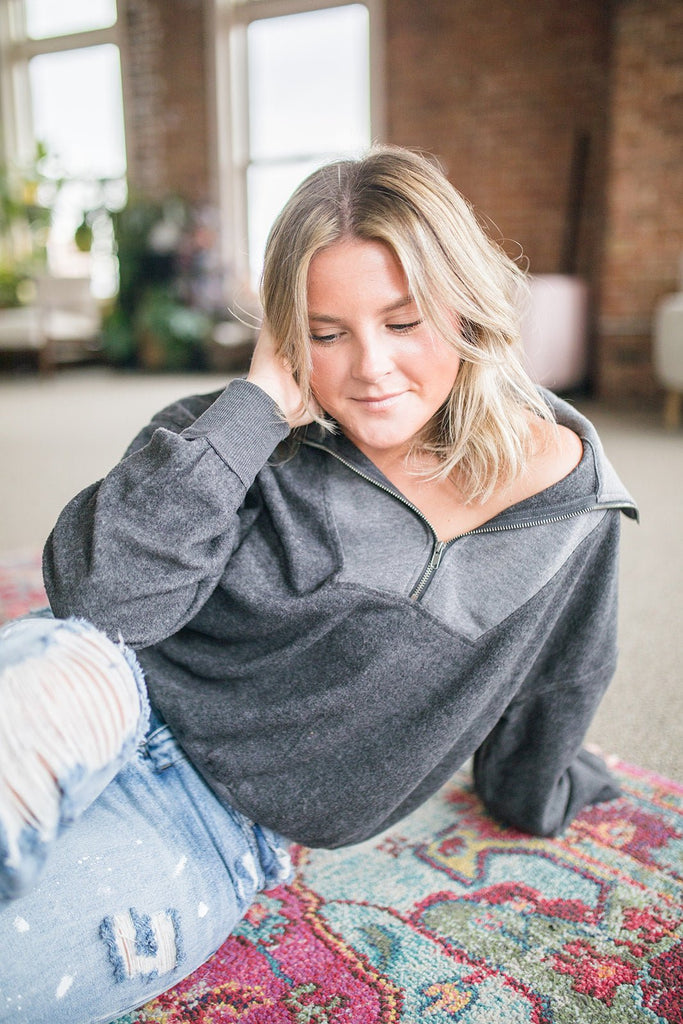 Carried Away 1/4 Zip Top - Pepper & Pearl Boutique