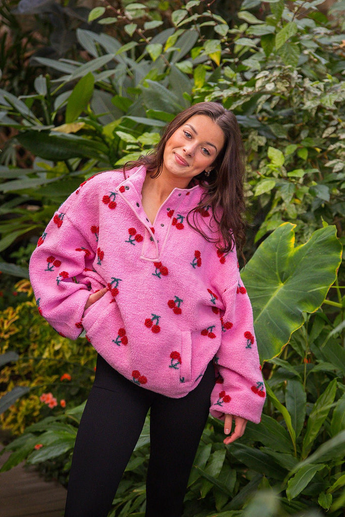 Cherry Sherpa Pullover - Pepper & Pearl Boutique