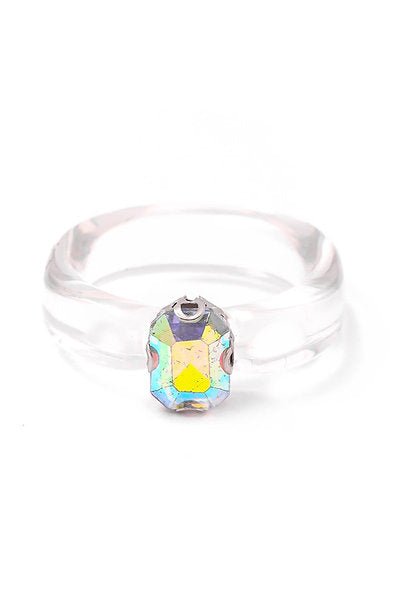 Clear Resin Rainbow Ring - Pepper & Pearl Boutique