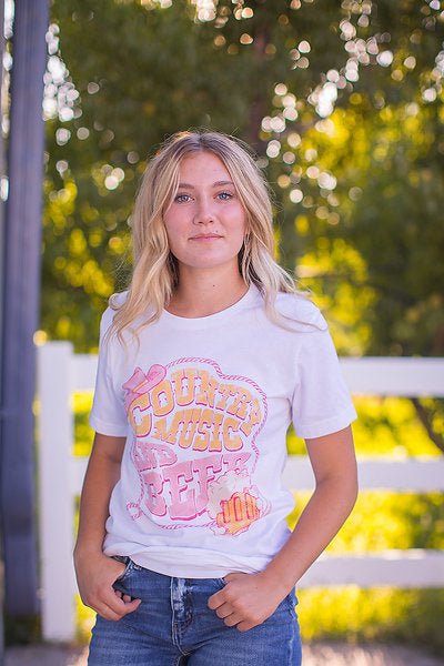 Country Music & Beer Graphic Tee - Pepper & Pearl Boutique