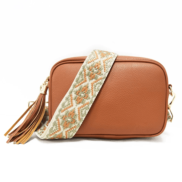 Small Crossbody w/ Guitar Strap - Tan – Shimmery Belle Boutique