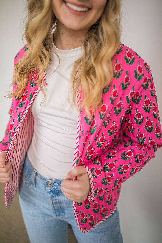 Quilted Floral Jacket - Pepper & Pearl Boutique