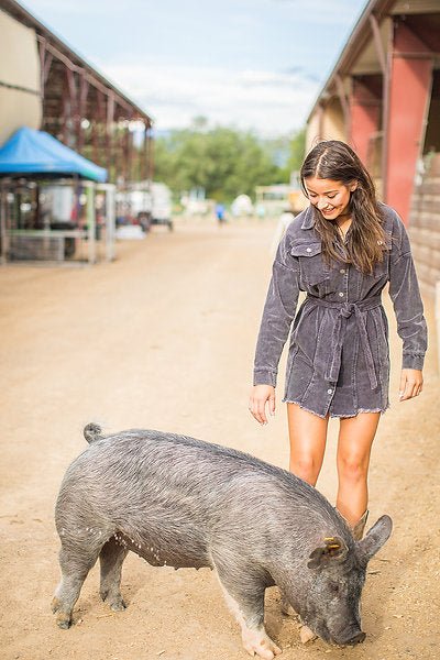 Slate Gray Corduroy Button Up Dress - Pepper & Pearl Boutique