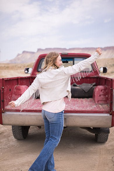 White Crystal Fringe Jacket - Pepper & Pearl Boutique