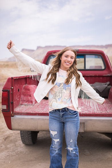 White Crystal Fringe Jacket - Pepper & Pearl Boutique